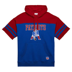 New England Patriots Off Field Vintage Logo Short Sleeve Pullover Hoodie Royal | Mitchell & Ness