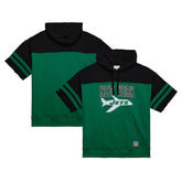 New York Jets Off Field Vintage Logo Short Sleeve Pullover Hoodie Kelly Green | Mitchell & Ness