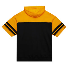 Pittsburgh Steelers Off Field Vintage Logo Short Sleeve Pullover Hoodie Black | Mitchell & Ness