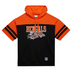 Cincinnati Bengals Off Field Vintage Logo Short Sleeve Pullover Hoodie Black | Mitchell & Ness