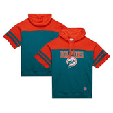 Miami Dolphins Off Field Vintage Logo Short Sleeve Pullover Hoodie Aqua | Mitchell & Ness