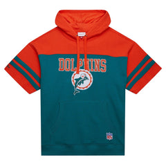Miami Dolphins Off Field Vintage Logo Short Sleeve Pullover Hoodie Aqua | Mitchell & Ness