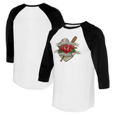 Pittsburgh Pirates Tiny Turnip Unisex American Traditional Rose 3/4-Sleeve Raglan T-Shirt - MLB