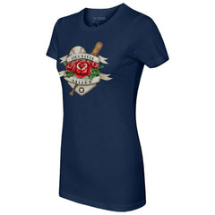 Houston Astros Tiny Turnip Women's American Traditional Rose T-Shirt - MLB