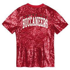 Tampa Bay Buccaneers Girls Youth Wordmark Sequin V-Neck Top Red | NFL
