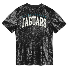 Jacksonville Jaguars Girls Youth Wordmark Sequin V-Neck Top Black | NFL