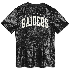 Las Vegas Raiders Girls Youth Wordmark Sequin V-Neck Top Black | NFL