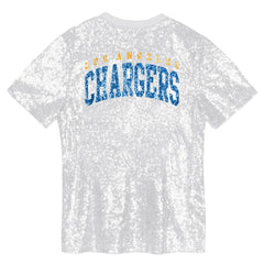 Los Angeles Chargers Girls Youth Wordmark Sequin V-Neck Top White | NFL