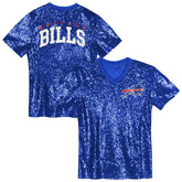 Buffalo Bills Girls Youth Wordmark Sequin V-Neck Top Royal | NFL