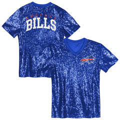Buffalo Bills Girls Youth Wordmark Sequin V-Neck Top Royal | NFL