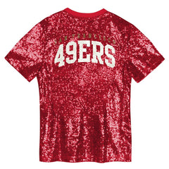 San Francisco 49ers Girls Youth Wordmark Sequin V-Neck Top Scarlet | NFL