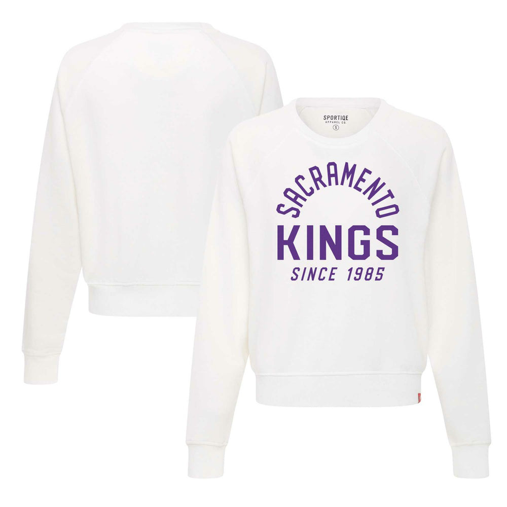 Sacramento Kings Sportiqe Women's Ashlyn Super Soft Raglan Pullover Sweatshirt White - NBA