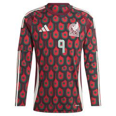 Raul Jimenez Mexico National Team 2024 Home Replica Player Long Sleeve Jersey Burgundy | Adidas Sale