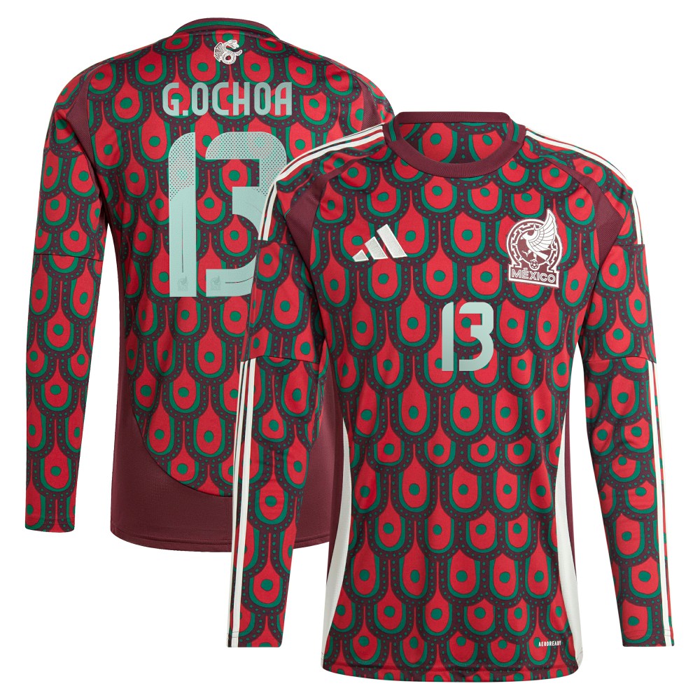 Guillermo Ochoa Mexico National Team 2024 Home Replica Player Long Sleeve Jersey Burgundy | Adidas discount
