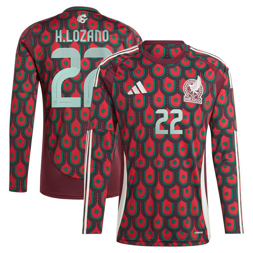 Hirving Lozano Mexico National Team 2024 Home Replica Player Long Sleeve Jersey Burgundy | Adidas discount