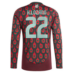 Hirving Lozano Mexico National Team 2024 Home Replica Player Long Sleeve Jersey Burgundy | Adidas discount