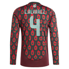 Edson Alvarez Mexico National Team 2024 Home Replica Player Long Sleeve Jersey Burgundy | Adidas discount