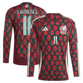 Santiago Giménez Mexico National Team 2024 Home Replica Player Long Sleeve Jersey Burgundy | Adidas Sale