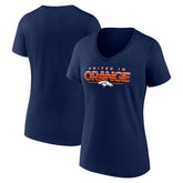 Denver Broncos Women's Defensive Stand V-Neck T-Shirt Navy | NFL