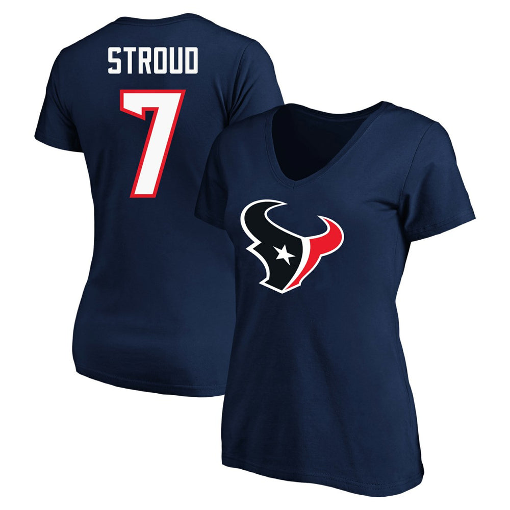 C.J. Stroud Houston Texans Women's Plus Size Fair Catch Name & Number Scoop Neck T-Shirt Navy | NFL