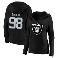 Maxx Crosby Las Vegas Raiders Women's Plus Size Player Name & Number V-Neck Pullover Hoodie Black | Fanatics