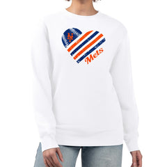 New York Mets G-III 4Her by Carl Banks Women's Heart Logo Fleece Pullover Sweatshirt - MLB