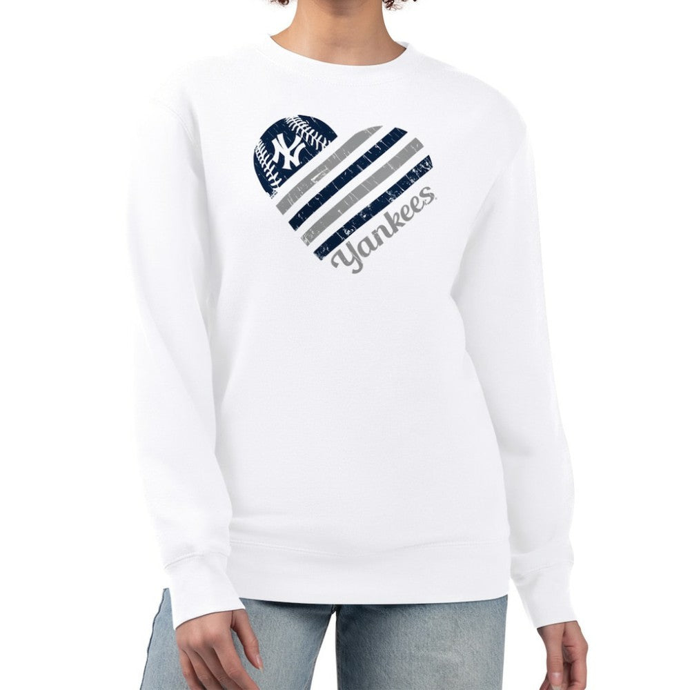 New York Yankees G-III 4Her by Carl Banks Women's Heart Logo Fleece Pullover Sweatshirt - MLB
