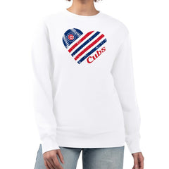 Chicago Cubs G-III 4Her by Carl Banks Women's Heart Logo Fleece Pullover Sweatshirt - MLB