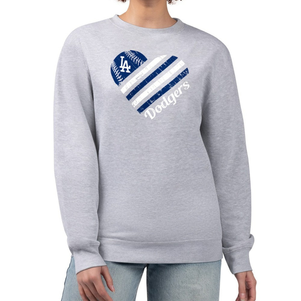 Los Angeles Dodgers G-III 4Her by Carl Banks Women's Heart Logo Fleece Pullover Sweatshirt - MLB
