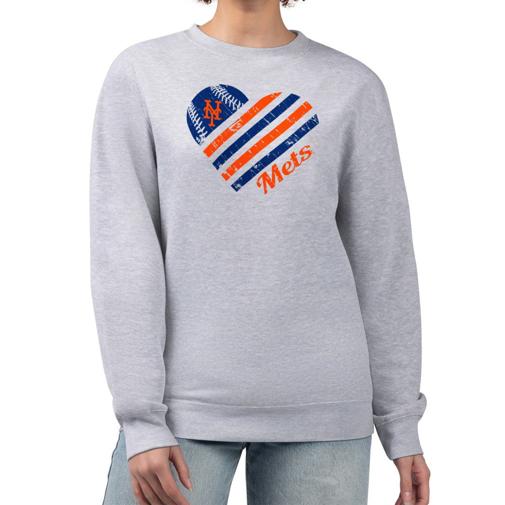 New York Mets G-III 4Her by Carl Banks Women's Heart Logo Fleece Pullover Sweatshirt - MLB