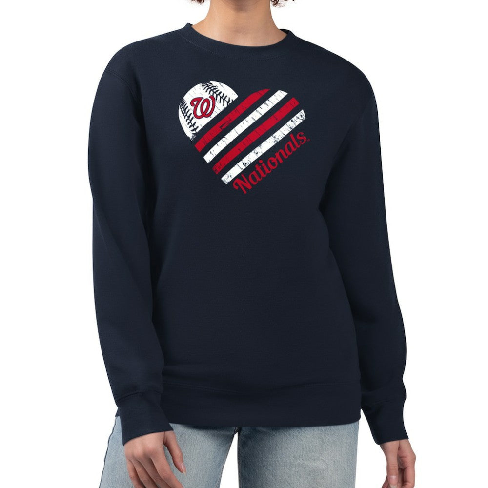 Washington Nationals G-III 4Her by Carl Banks Women's Heart Logo Fleece Pullover Sweatshirt - MLB