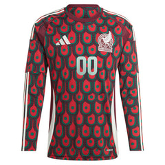 Mexico National Team 2024 Home Replica Custom Long Sleeve Jersey Burgundy | Adidas cheap