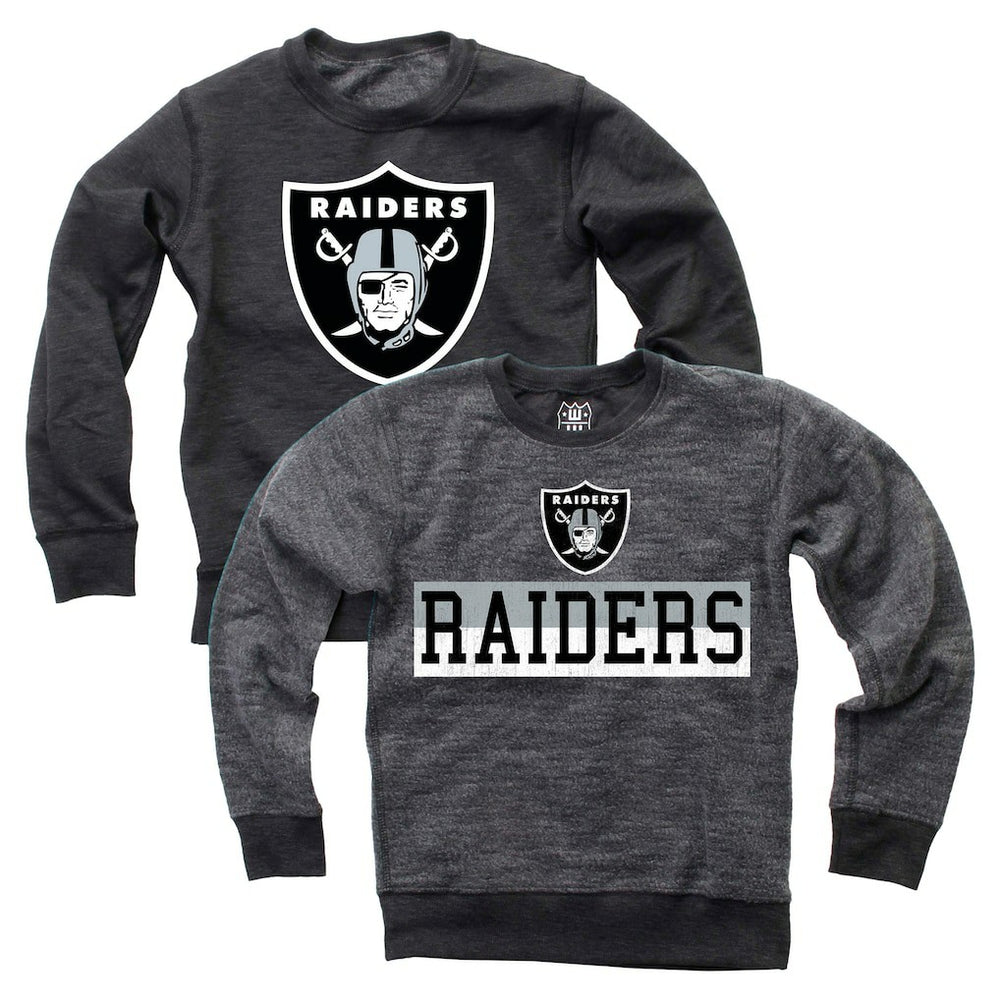 Las Vegas Raiders Wes & Willy Youth Reversible Fleece Pullover Sweatshirt Black | NFL