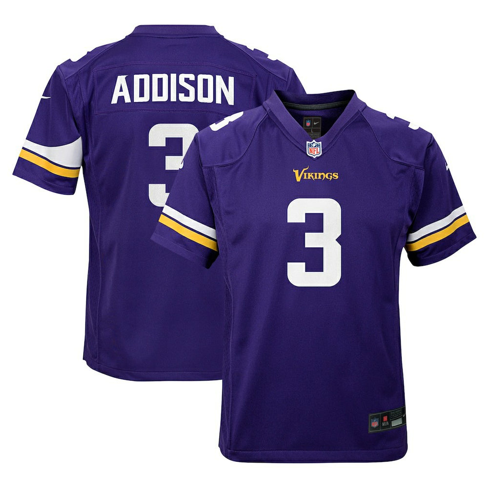 Jordan Addison Minnesota Vikings Youth Game Jersey Purple | Nike for Sale