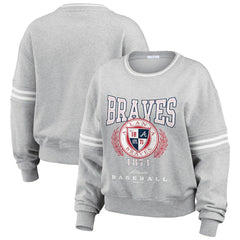 Atlanta Braves WEAR by Erin Andrews Women's Domestic Crest Pullover Sweatshirt - MLB