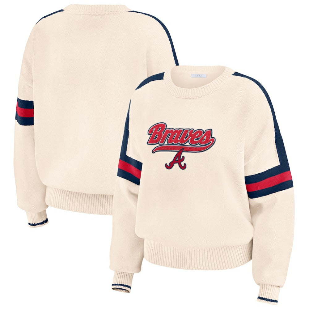 Atlanta Braves WEAR by Erin Andrews Women's Stripe Pullover Sweater - MLB