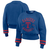 Texas Rangers WEAR by Erin Andrews Women's Vintage Washed Cropped Pullover Sweatshirt - MLB