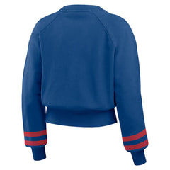 Texas Rangers WEAR by Erin Andrews Women's Vintage Washed Cropped Pullover Sweatshirt - MLB