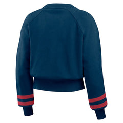 Atlanta Braves WEAR by Erin Andrews Women's Vintage Washed Cropped Pullover Sweatshirt - MLB