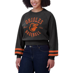 Baltimore Orioles WEAR by Erin Andrews Women's Vintage Washed Cropped Pullover Sweatshirt - MLB