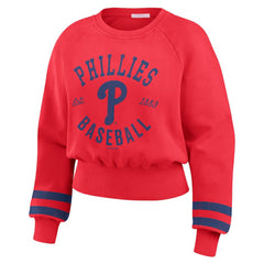 Philadelphia Phillies WEAR by Erin Andrews Women's Vintage Washed Cropped Pullover Sweatshirt - MLB