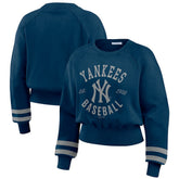 New York Yankees WEAR by Erin Andrews Women's Vintage Washed Cropped Pullover Sweatshirt - MLB