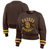San Diego Padres WEAR by Erin Andrews Women's Vintage Washed Cropped Pullover Sweatshirt - MLB