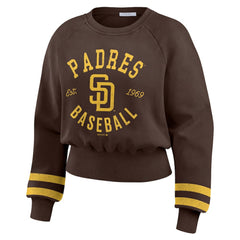 San Diego Padres WEAR by Erin Andrews Women's Vintage Washed Cropped Pullover Sweatshirt - MLB