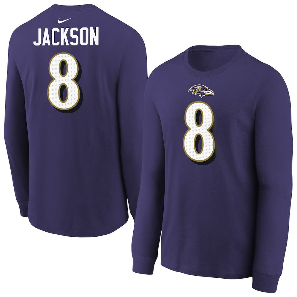 Lamar Jackson Baltimore Ravens Youth Player Name & Number Long Sleeve T-Shirt Purple | Nike for Sale