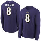 Lamar Jackson Baltimore Ravens Youth Player Name & Number Long Sleeve T-Shirt Purple | Nike for Sale