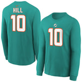 Tyreek Hill Miami Dolphins Youth Player Name & Number Long Sleeve T-Shirt Aqua | Nike for Sale