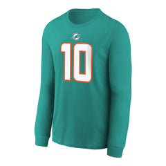 Tyreek Hill Miami Dolphins Youth Player Name & Number Long Sleeve T-Shirt Aqua | Nike for Sale