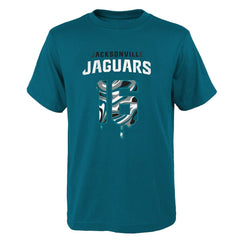 Trevor Lawrence Jacksonville Jaguars Youth Mainliner Drip Player Name & Number T-Shirt Teal | NFL