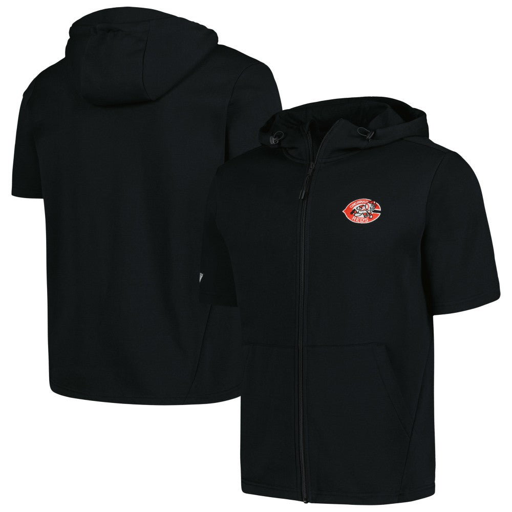 Cincinnati Reds Levelwear Recruit Short Sleeve Full-Zip Hoodie - MLB